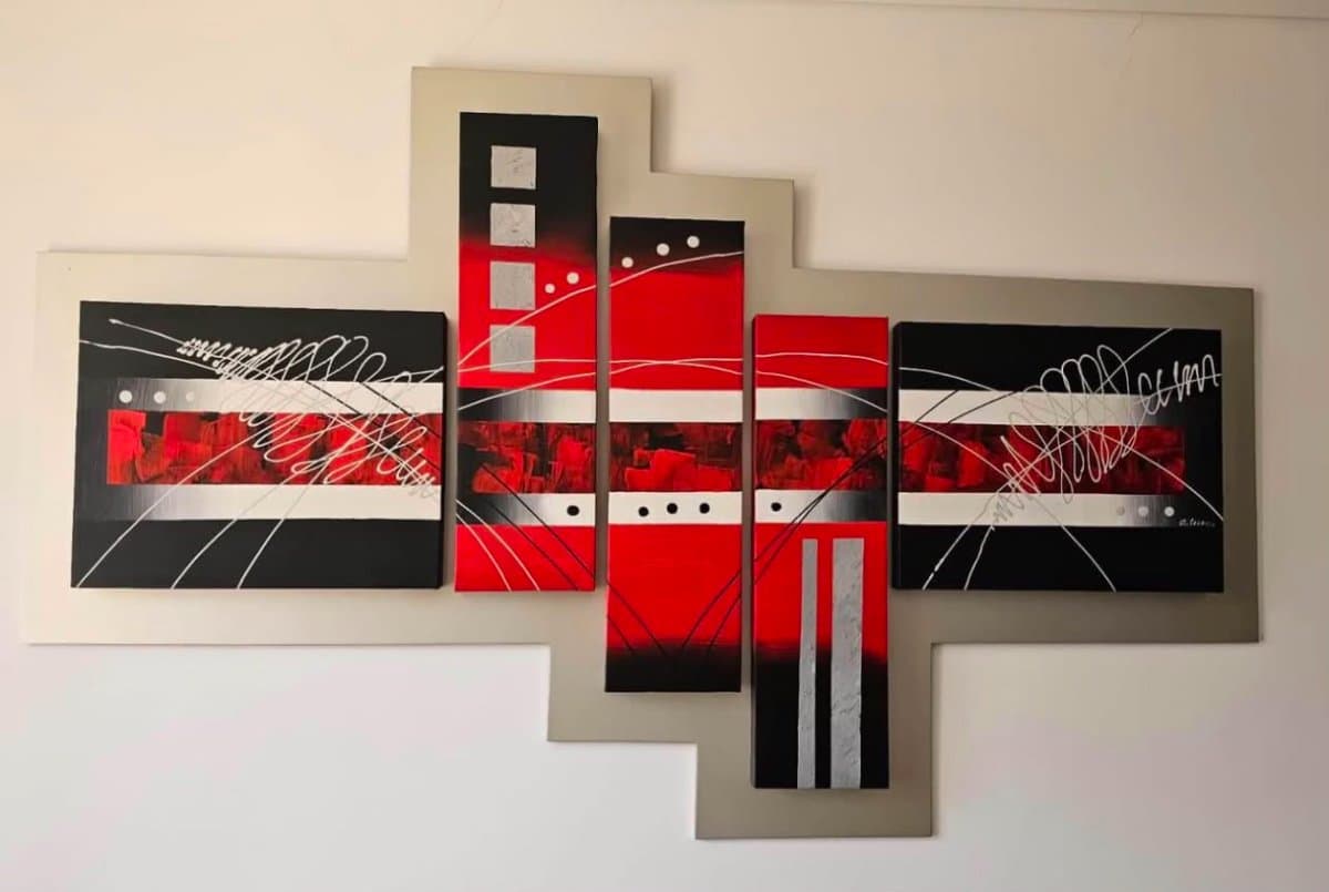 Cuadro decorativo Rojo pintdo a mano